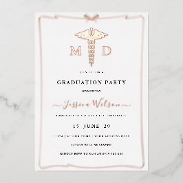 Vrouwelijke MD RN Caduceus afstudeerfoto Folie Uitnodiging