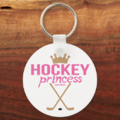 Vrouwelijke meisjes Roze Hockey Princess Sticks Sleutelhanger (Voorkant)