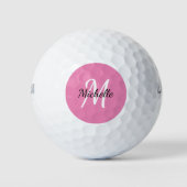 Vrouwelijke minimale roze monogram naam + initiaal golfballen (Voorkant)