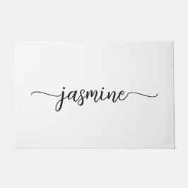 Vrouwelijke minimale witte aangepaste monogram naa deurmat