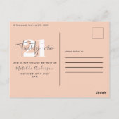 Vrouwelijke moderne perzik glitters typografie 21  briefkaart (Achterkant)
