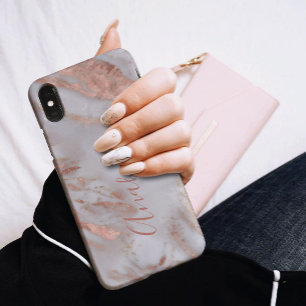 Vrouwelijke moderne roze gouden glans elegante naa Case-Mate iPhone 14 hoesje
