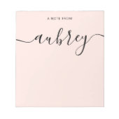 Vrouwelijke Monogram Calligrafie Roze Notitieblok (Voorkant)