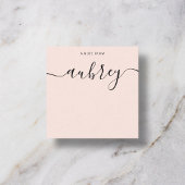 Vrouwelijke Monogram Calligrafie Roze Notitiekaartje