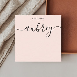 Vrouwelijke Monogram Calligrafie Roze Notitiekaartje