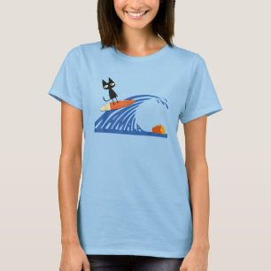 Vrouwelijke Mopige Golf van Blauwe Katten voor Kam T-shirt