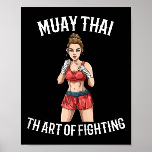 Vrouwelijke Muay Thai-vechtster - Thai Boxing MMA Poster