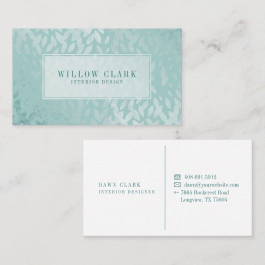 Vrouwelijke Munt Groen Goud Willow Tree Leaf Patte Visitekaartje (Voorkant / Achterkant)