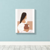 Vrouwelijke muurkunst belichaamt vrouwen en hun sc canvas afdruk (Insitu (Houten vloer))