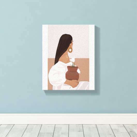 Vrouwelijke muurkunst belichaamt vrouwen en hun sc canvas afdruk (Insitu (Houten vloer))