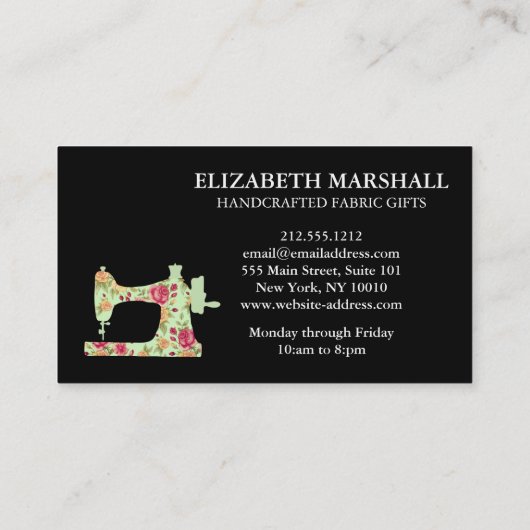  Vrouwelijke Naaimachine Handgemaakte Crafter Visitekaartje (Achterkant)