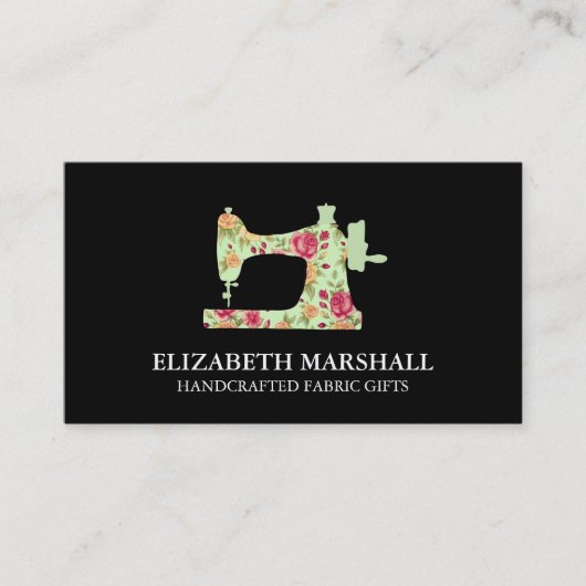 Vrouwelijke Naaimachine Handgemaakte Crafter Visitekaartje (Voorkant)