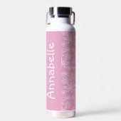 Vrouwelijke naam Pink Blush Flower Doodle Pattern Waterfles (Voorkant)
