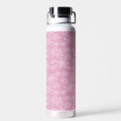 Vrouwelijke naam Pink Blush Flower Doodle Pattern Waterfles (Achterkant)