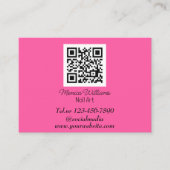 Vrouwelijke Nail Art QR Code Scannable Neon Roze Visitekaartje (Voorkant)