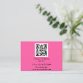 Vrouwelijke Nail Art QR Code Scannable Neon Roze Visitekaartje (Staand voorkant)