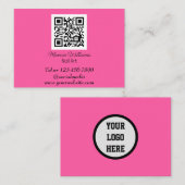 Vrouwelijke Nail Art QR Code Scannable Neon Roze Visitekaartje (Voorkant / Achterkant)