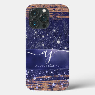 Vrouwelijke Navy Roze Gouden Glitter Sterren Loof  Case-Mate iPhone Case