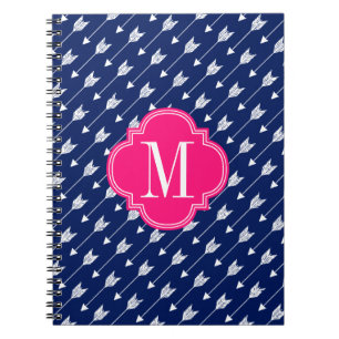 Vrouwelijke Navy & Roze Pijlen Custom Notitieboek