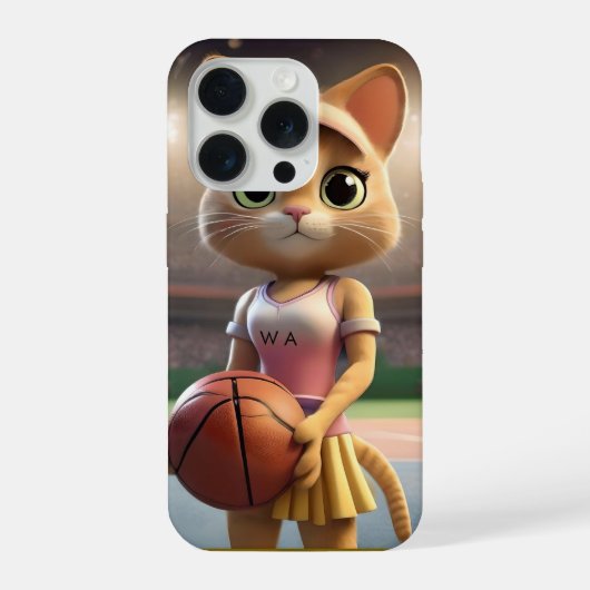 Vrouwelijke Netbal Kat, iPhone Hoesje (Achterkant)
