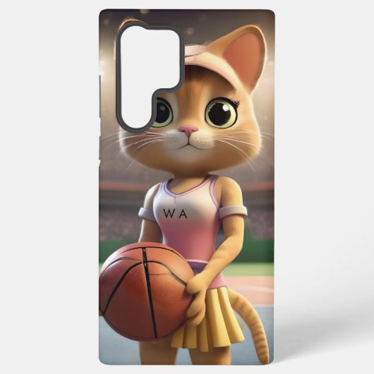 Vrouwelijke Netbal Kat, Samsung Galaxy Hoesje (Achterkant)