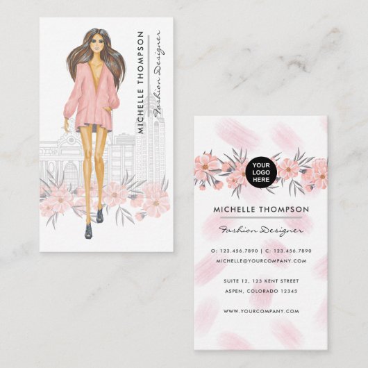 Vrouwelijke New Yorkse modeontwerper Visitekaartje (Voorkant / Achterkant)
