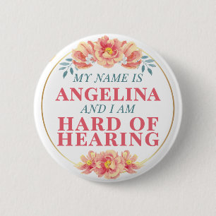 Vrouwelijke Oranje Roos Bloemige Naam Slechthorend Ronde Button 5,7 Cm