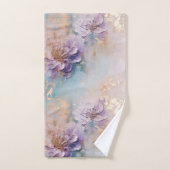 Vrouwelijke Paarse Blauwe en Gouden Bloemen Bad Handdoek (Handdoek)