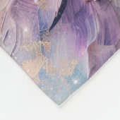 Vrouwelijke Paarse Blauwe en Gouden Bloemen Fleece Deken (Hoek)