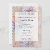 Vrouwelijke Paarse Blauwe en Gouden Bloemen Kaart (Voorkant)