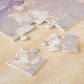 Vrouwelijke Paarse Blauwe en Gouden Bloemen Legpuzzel (Zijkant)