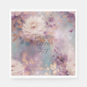 Vrouwelijke Paarse Blauwe en Gouden Bloemen Servet (Voorkant)