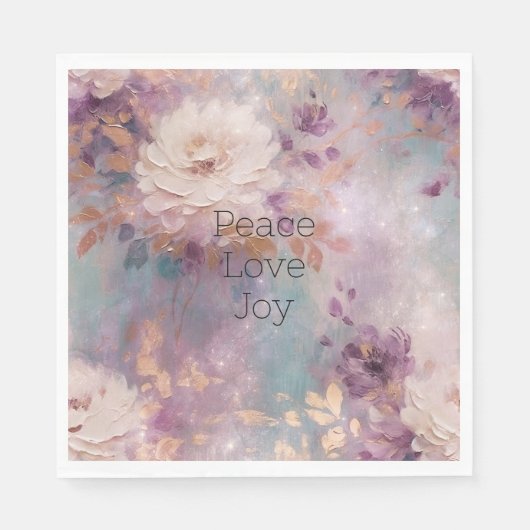 Vrouwelijke Paarse Blauwe en Gouden Bloemen Servet (Voorkant)