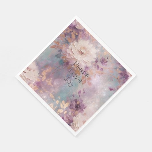 Vrouwelijke Paarse Blauwe en Gouden Bloemen Servet (Hoek)