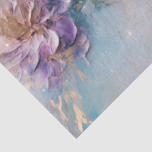 Vrouwelijke Paarse Blauwe en Gouden Bloemen Tissuepapier (Detail)