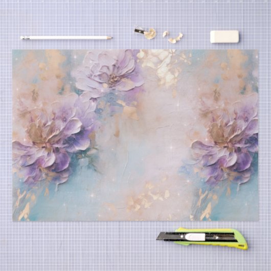 Vrouwelijke Paarse Blauwe en Gouden Bloemen Tissuepapier (Craft)