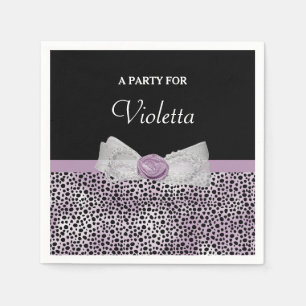 Vrouwelijke Paarse Cheetah Print Girly Bow Party N Servetten