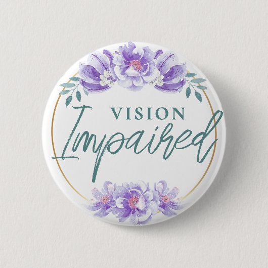 Vrouwelijke Paarse Roos Bloemscript Vision Vermind Ronde Button 5,7 Cm (Voorkant)