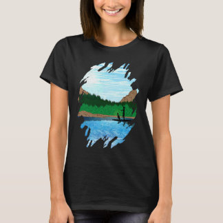 Vrouwelijke paddleboarder met hond, paddleboarden  t-shirt