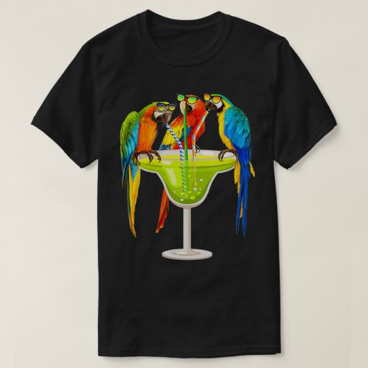 Vrouwelijke parrots Drink Margarita op Summer Vaca T-shirt (Design voorkant)
