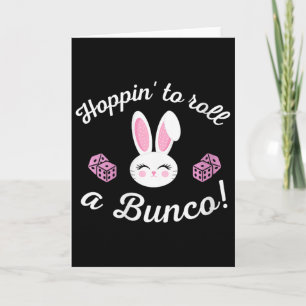 Vrouwelijke Pasen Bunco Hoppen om een Bunco-dobbel Kaart