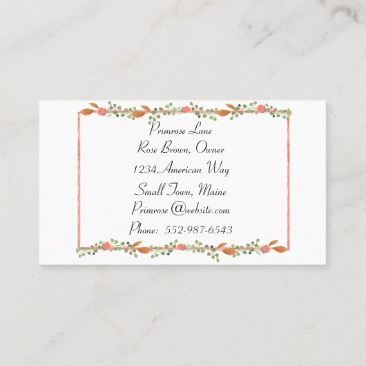 Vrouwelijke pastel rosebud visitekaartje contactkaartje (Achterkant)