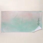 Vrouwelijke Pastel Roze Groen Verlopen Script Strandlaken (Voorkant)