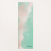 Vrouwelijke Pastel Roze Groene Elegante Script Naa Yogamat (Voorkant)