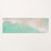 Vrouwelijke Pastel Roze Groene Elegante Script Naa Yogamat (Voorkant (horizontaal))