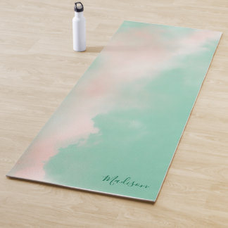 Vrouwelijke Pastel Roze Groene Elegante Script Naa Yogamat