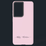 Vrouwelijke pastel roze met script aangepaste naam samsung galaxy hoesje<br><div class="desc">Een eenvoudig stijlvol typografisch ontwerp met aangepaste namen in een casual script lettertype in opvallend zwart op pastel blush pink. Het perfecte item voor de trendy minimalist. Een trendmatig op maat gemaakt geschenk of accessoire voor elke gelegenheid. Debra Valencia, een visionaire oppervlakteontwerper, productontwerper en ondernemer met een passie voor wereldreizen,...</div>