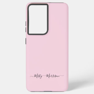 Vrouwelijke pastel roze met script aangepaste naam samsung galaxy hoesje
