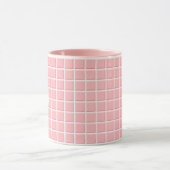 Vrouwelijke pastel roze wit faux vierkante Tegels Mok (Midden)
