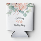 Vrouwelijke Pastel Waterverf Bloemen 90ste Verjaar Blikjeskoeler (Voorkant)